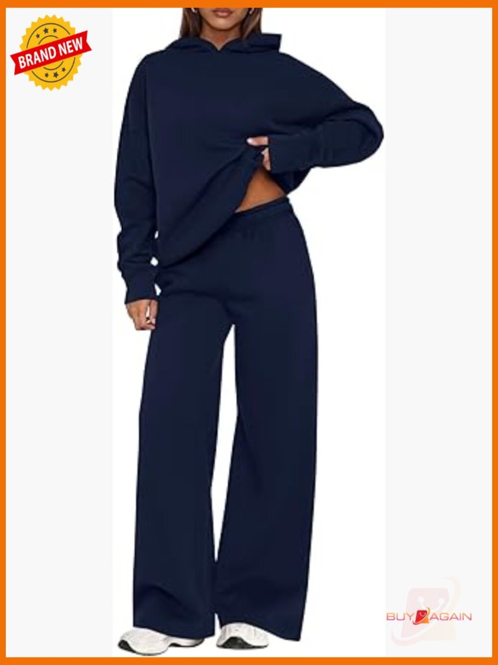 Women's 2 Piece Sweatsuit Set - Long Sleeve Hoodie & Wide Leg Pants, Loose Fit